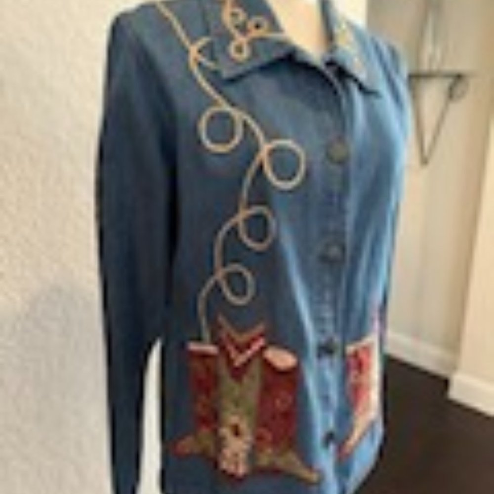 Vintage TANTRUMS Cowgirl Up Denim Jacket - M - Picture 6 of 13